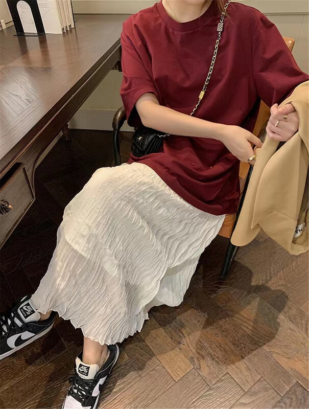 goods in stock! [r1987] Korean version solid color elastic waist skirt r5139# ZSY