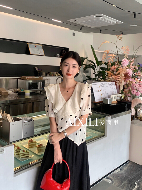 New in early summer! [aixili aisili] Korean Chiffon sweet little shirt 6353-1# WPL