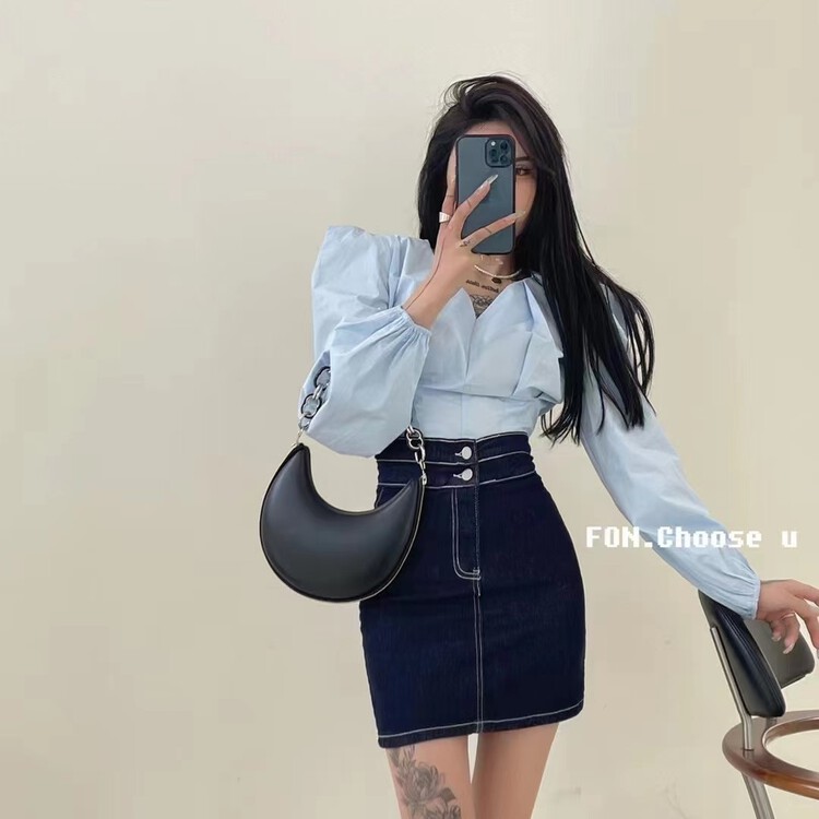 goods in stock! [toko. Z] Korean version bubble sleeve short shirt 22105# cqw