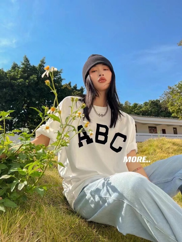 goods in stock! New year in early spring! [didi] lettered Casual Short Sleeve T-shirt 5049# zyh
