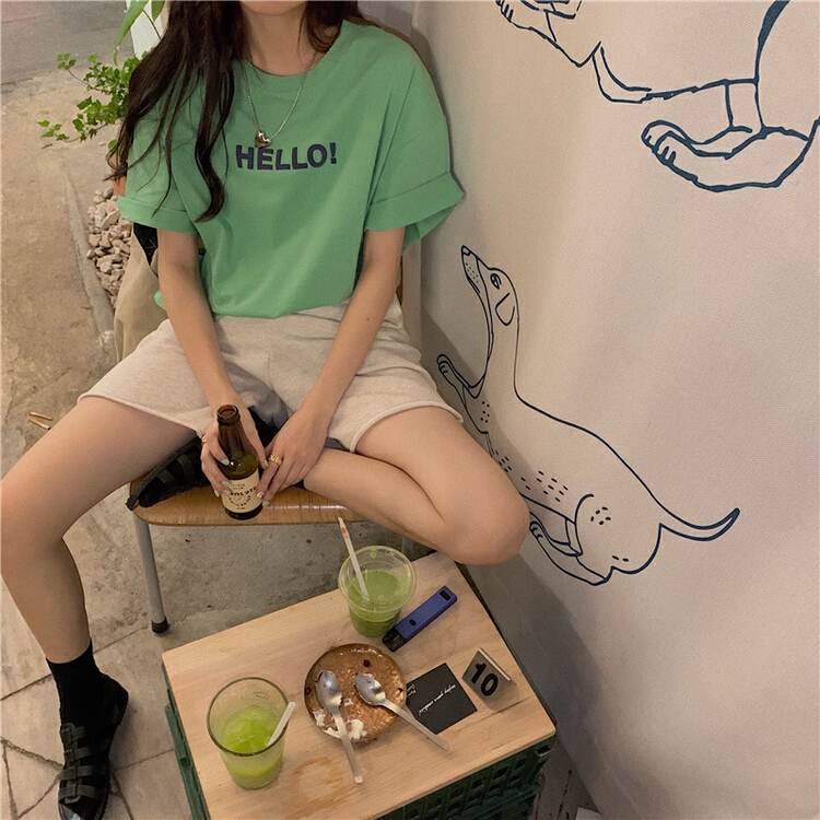 [timely rain] Korean style ins design sense small loose short sleeve T-shirt 55557# WPL