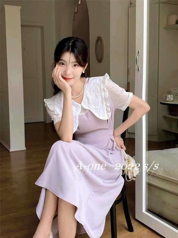 goods in stock! New year in early spring! [A-One] Korean Ladies' large lapel age reducing dress 22069# hjy