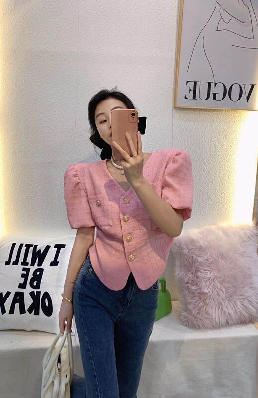 New in early summer! [FF. Studio] Korean dongdamen temperament French style small fragrance jacquard shirt 2860# ozq