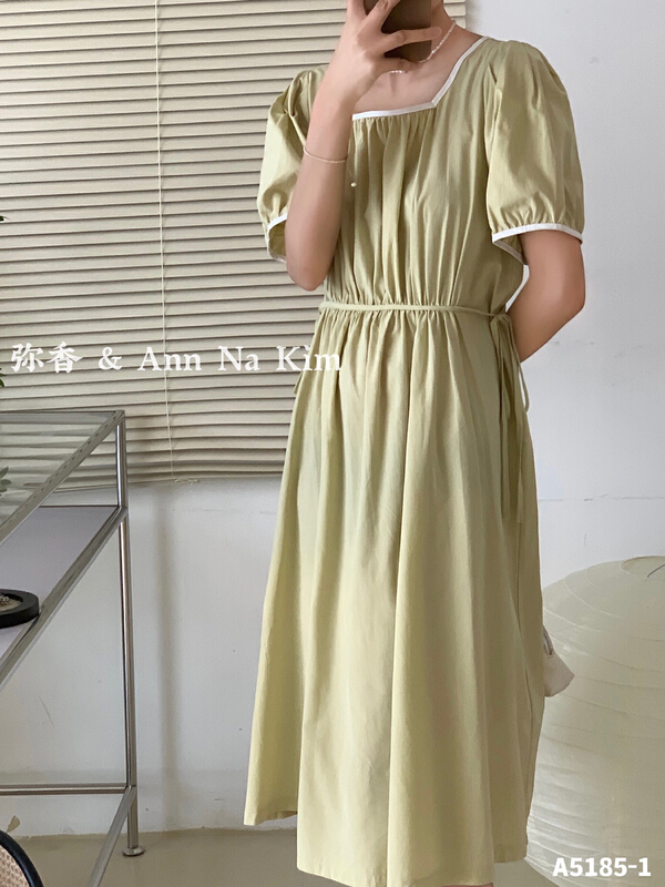 [Mi Xiang] versatile thin waist simple dress (with waist rope) 5185-1# hjy