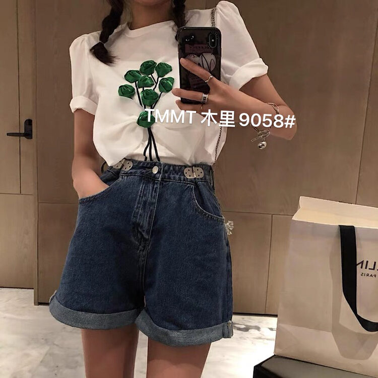 Original price 48.50! New in early summer! [jiajiatmmt Muli] Korean high waist trend denim shorts 9058# L