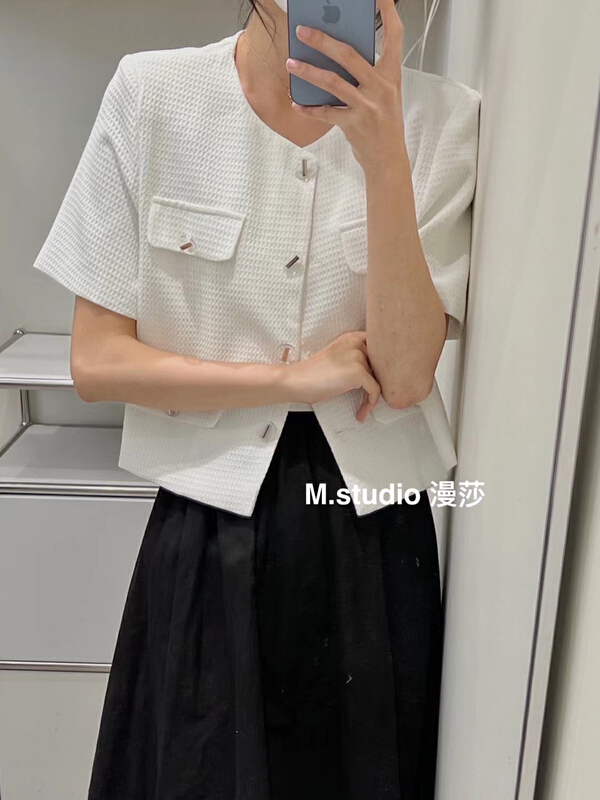 初夏上新!【MSTUDIO漫莎】暗格小香風短袖短外套  656#  LL