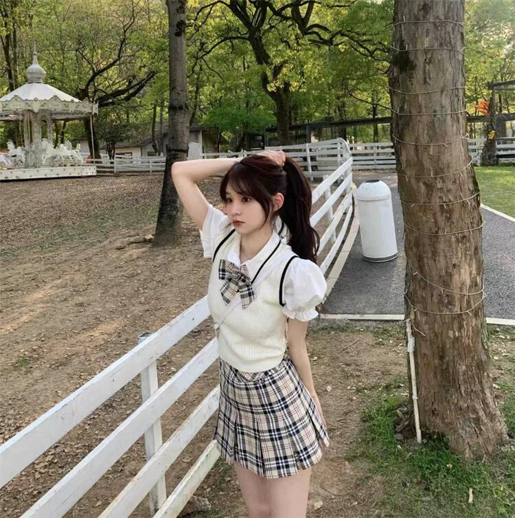 [MS studio] Korean Fashion College style sweet shirt (with bow tie) 9110-13# PCZ