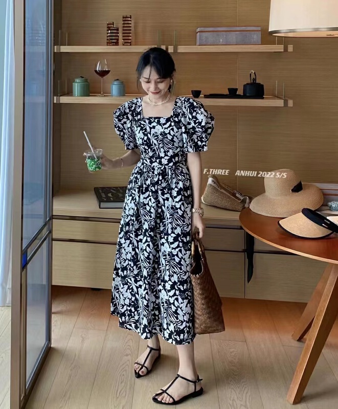 Holiday style [f.three] back elastic waist backless design dress 87305# XJ