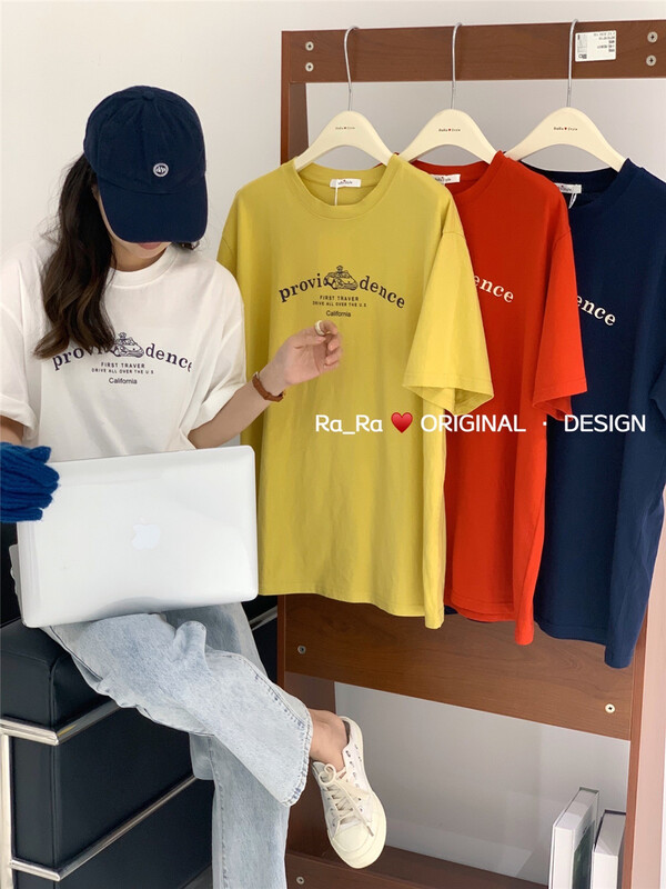 New in early summer! [rara] lettered print fashion casual short sleeve T-shirt 30112# LSL