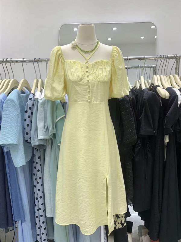 [u.me] Korean Ladies High Waist Dress (excluding necklace) 57976# hjy
