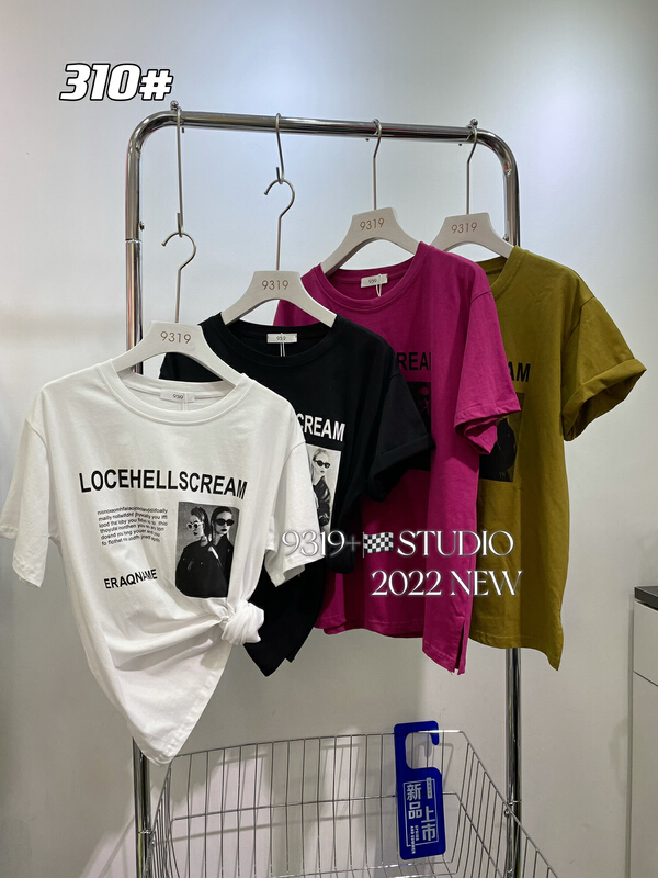[9319] split print beauty short sleeve T-shirt (T-shirt only) 310# L