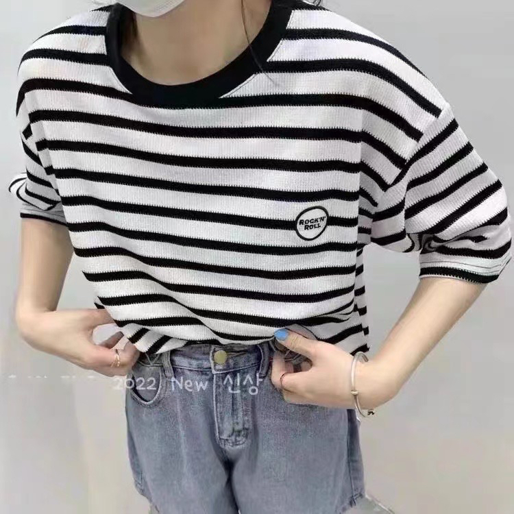 [HH & miss Lai] stripe regular cotton T short sleeve T-shirt 6683# L