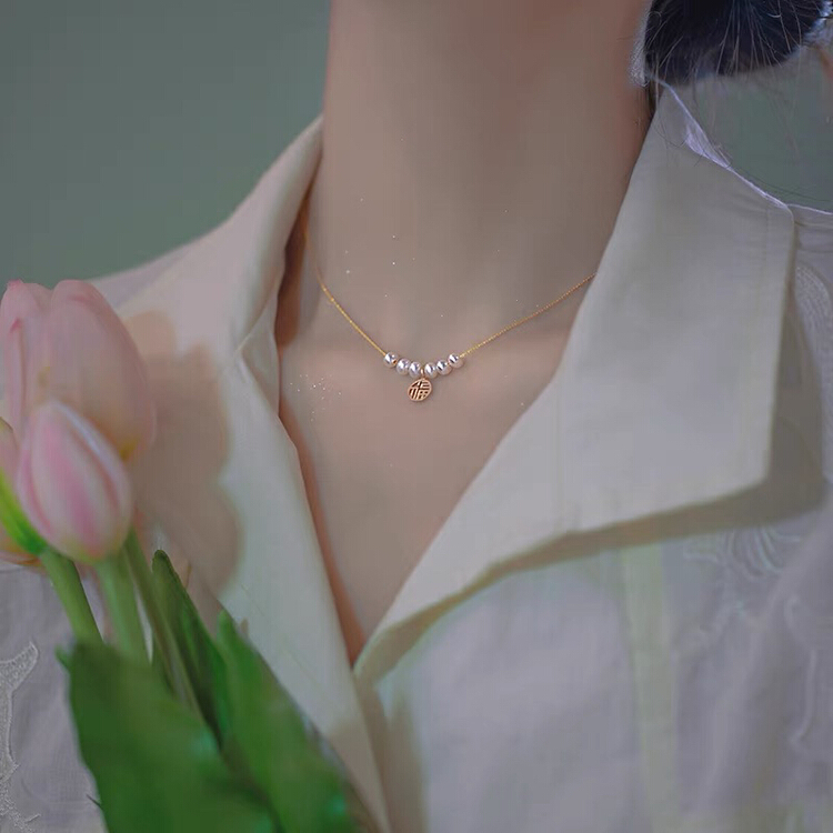 [moment with you] Fupai pearl ins cool wind clavicle Long Necklace (randomly distributed in the box) d9109# LSW