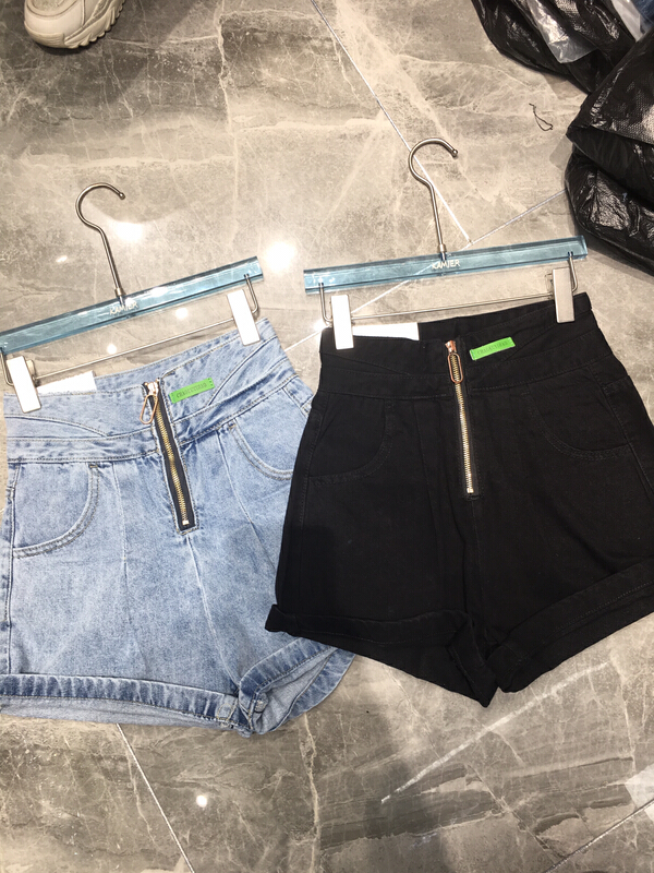 [thousand degrees] personalized zipper trouser headband logo denim shorts 2981# LSW