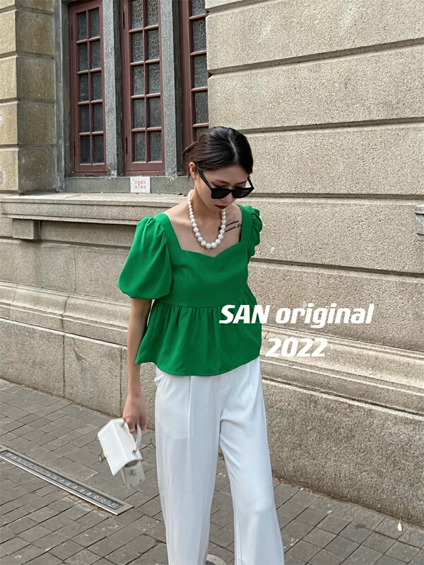 [San original] square neck simple fashion blouse 338# LSL