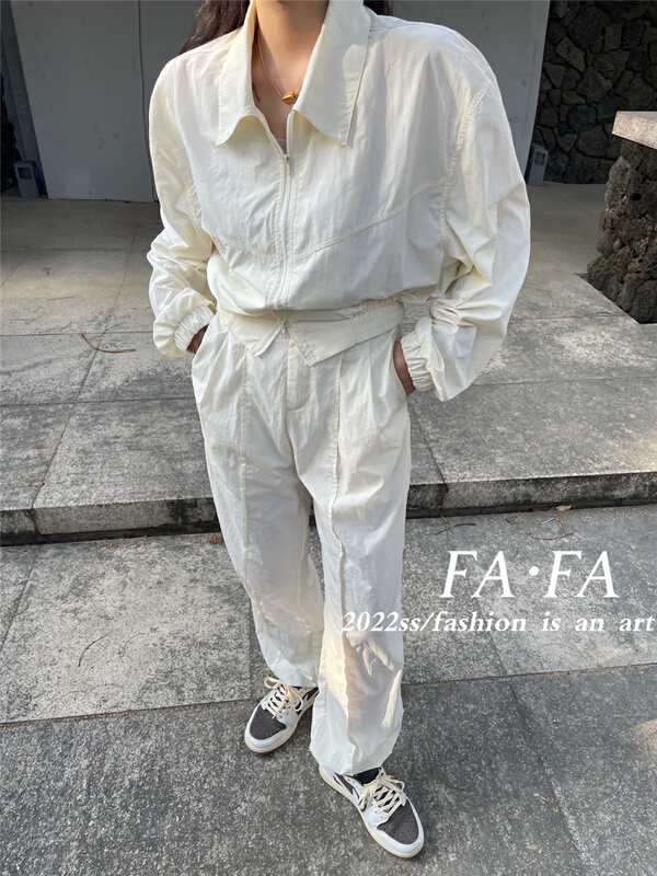 [Fafa] Korean zipper jacket + loose comfortable casual pants set 16895# zxl