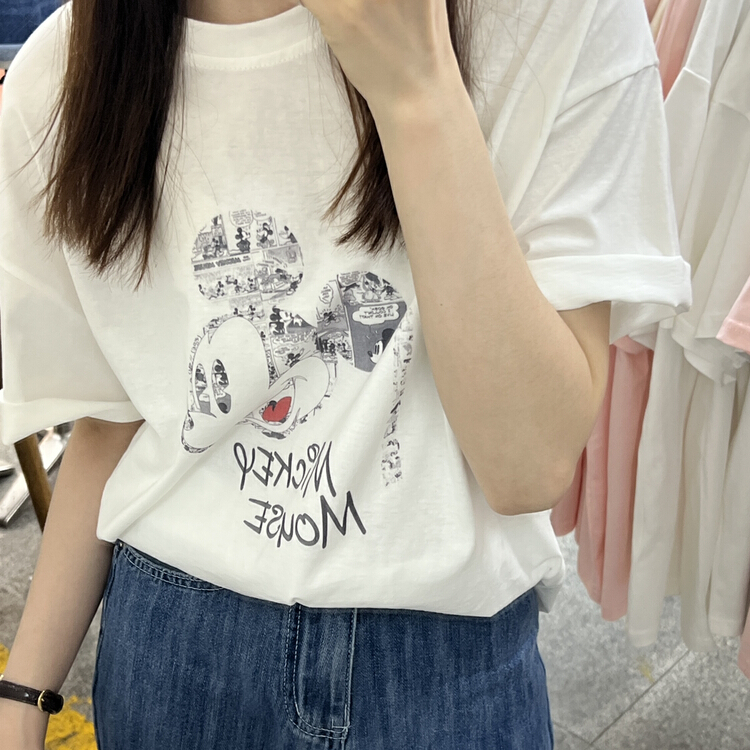 goods in stock! New in early summer! [Li Bai] American retro design, small, loose and versatile short sleeve T-shirt 2603-4# ll