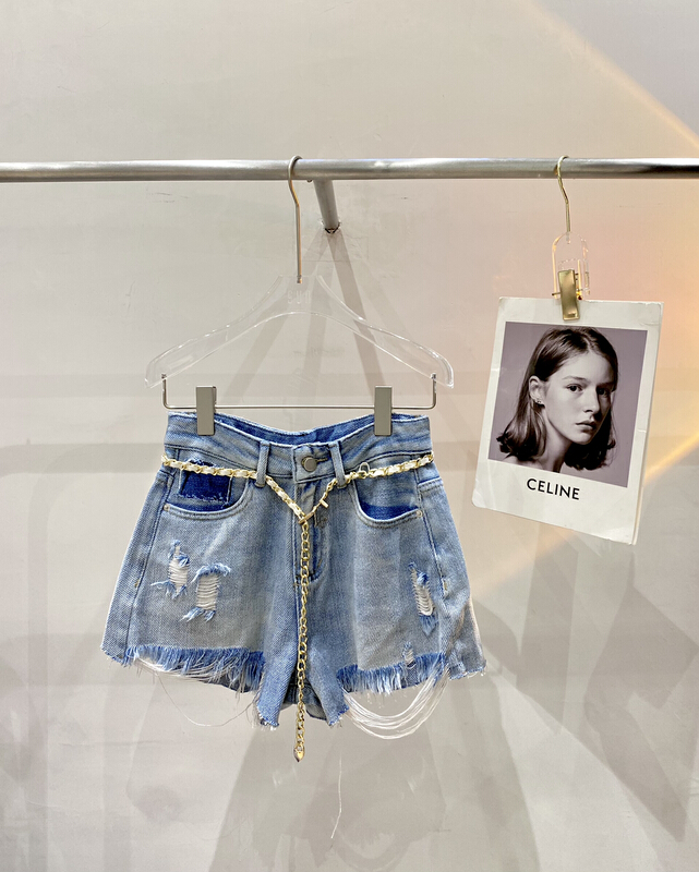 [sun] Korean casual versatile denim shorts (with waist rope) nzkc552# lwy