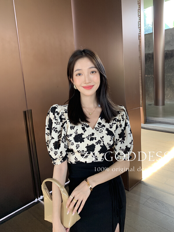 [ZY] French retro high-grade printed shirt 68286# ozq
