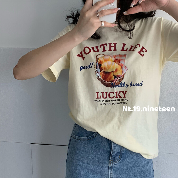 [19. Nineteen] round neck fashion print short sleeve T-shirt 336# ll