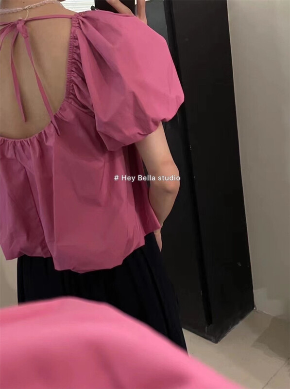 【HEY BELLA】方領純色泡泡袖小衫  YS1-1529#  LL