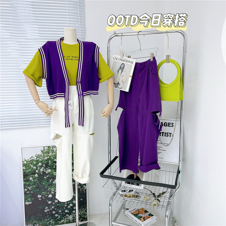 Cxdhh / new in early spring! [strict selection - planting grass and trees] V-collar temperament retro vest xc11-m1237# zyh