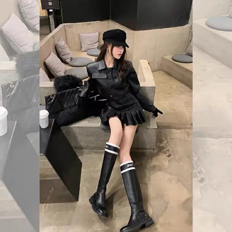 New year in early spring! [LML] Korean fashion simple short coat + high waist slim temperament skirt suit l7219# ozq