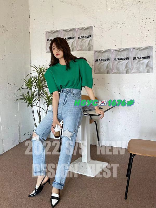 [thgz fairy tale princess] straight hole versatile jeans 1676# JJ