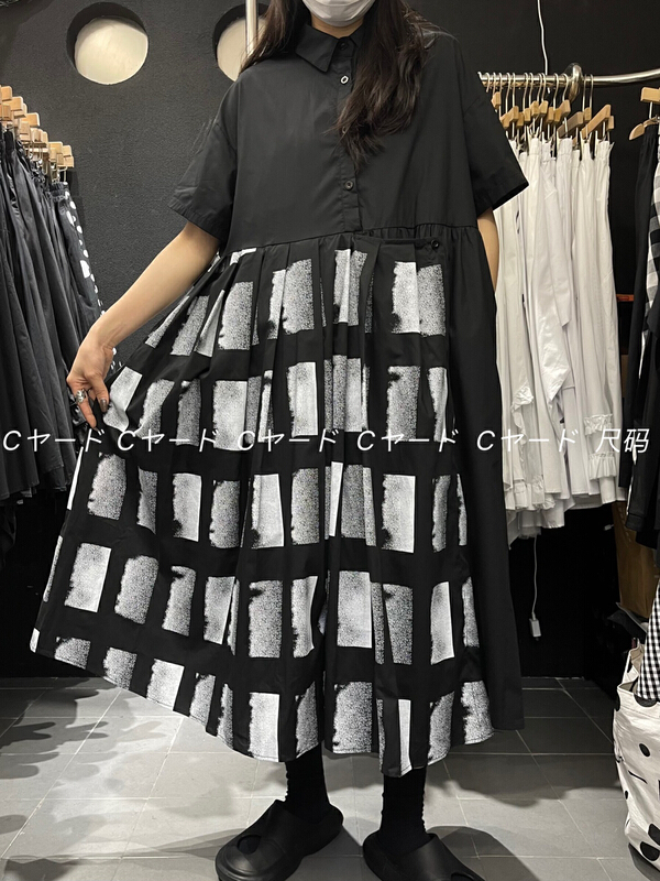 [size] graffiti square irregular loose dress 66039# LSW