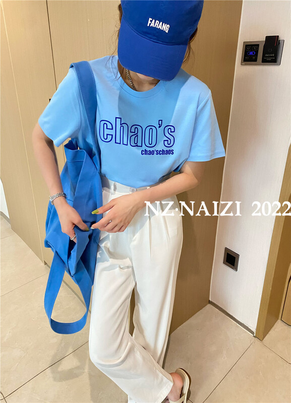 【奈子】簡約字母印花寬鬆短袖T恤  8091#  OZQ