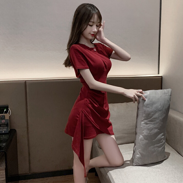 New in early summer! [xinyuanjieyi Xinyuan garment] irregular design, waist closing and thin dress 261# Cl