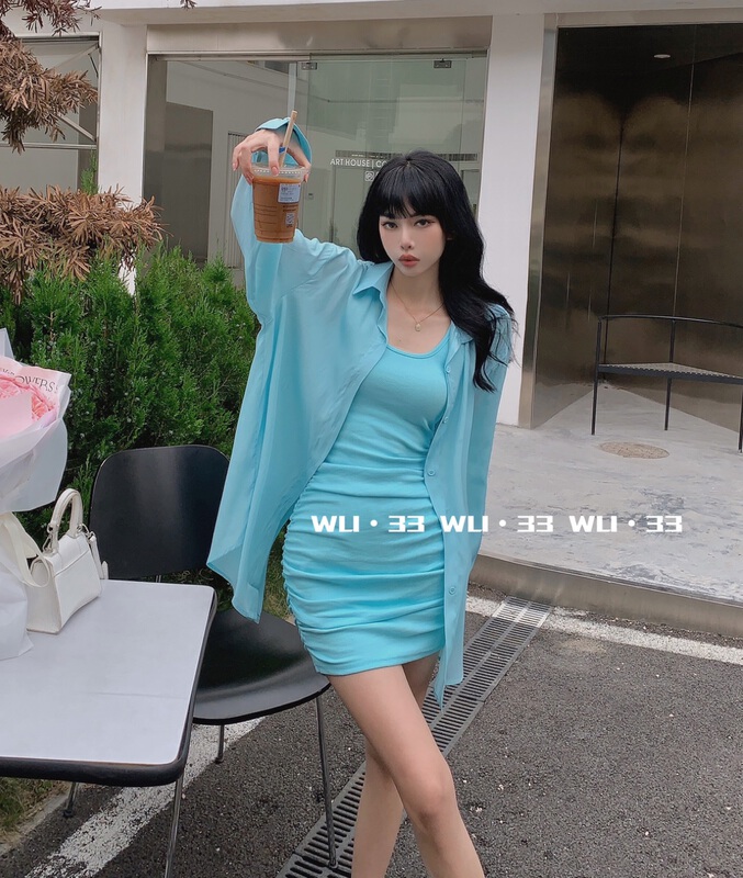 Main push 8 colors! [Wu. 33] back lace up split loose candy color sunscreen shirt 22293# WTT