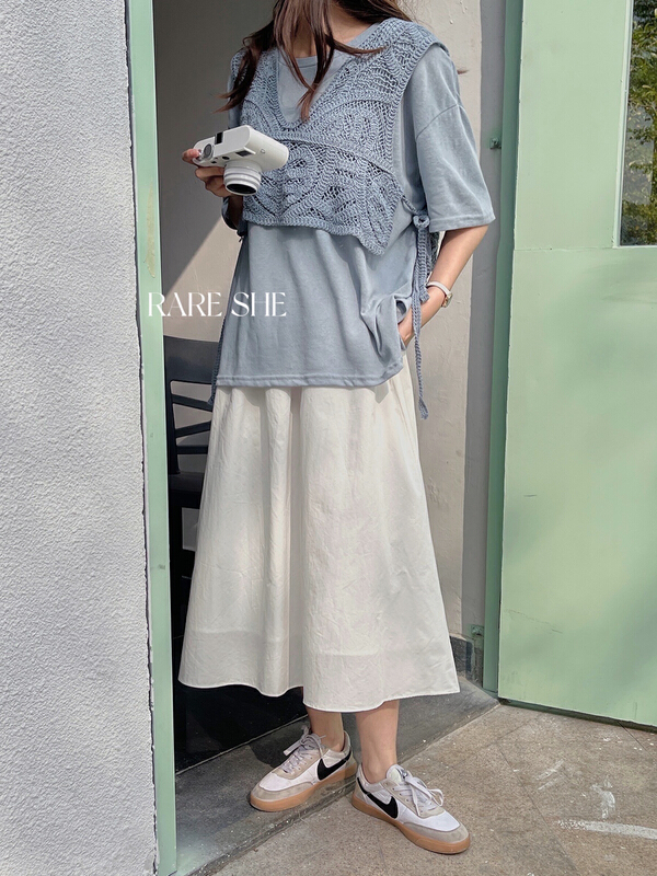 New year in early spring! [rare she] drawcord design elastic waist skirt 5035# LSW