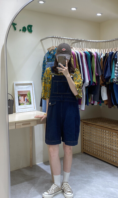 [da. 7] Korean versatile large pocket denim suspenders 2613# LSL