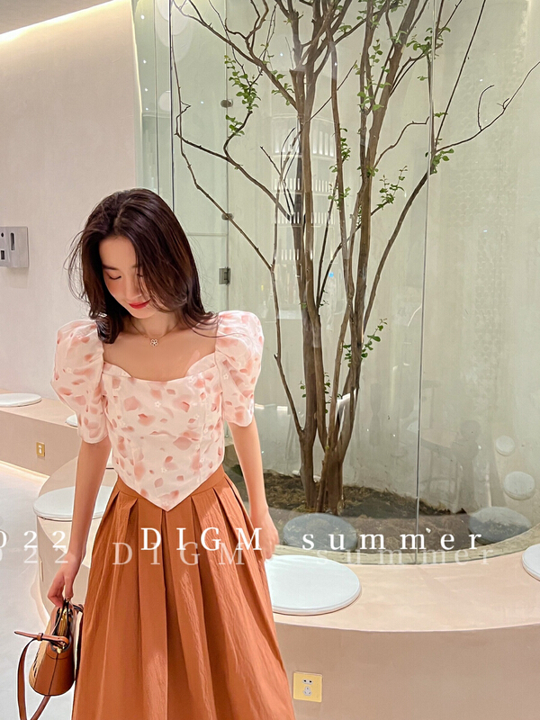 goods in stock! New in early summer! [digm] new slim bubble sleeve blouse 1553# zxx