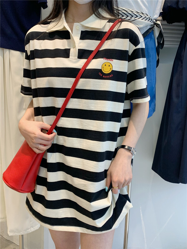 [new post] Korean smiley face polo collar dress ff87651-d1# cqw