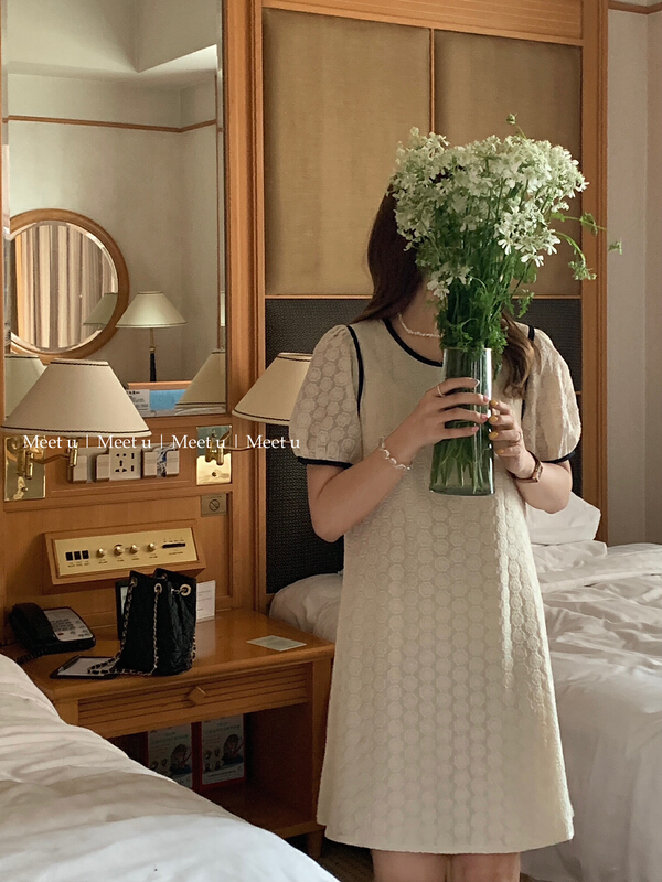 [meetu] bubble sleeve Korean style lady dress 22183# HBx
