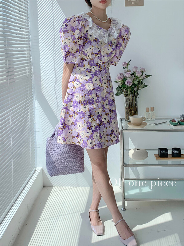 In early summer! [OP one piece] Korean version little woman floral dress 60077\hjy