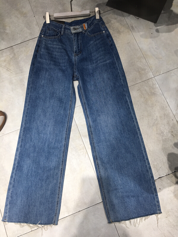[thousand degrees] personalized color contrast band mark high-grade straight jeans 1878-1# LSW