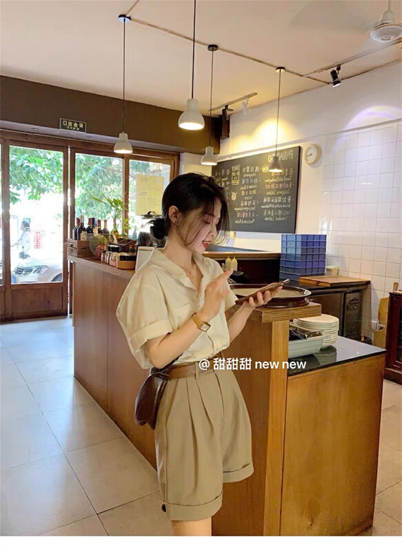 In early summer! [Tiantian home] simple solid color comfortable casual shorts (with belt) 936\xyy