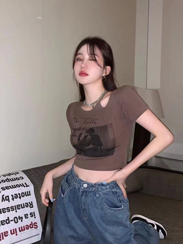 New in early summer! [Julia] stretch cotton portrait printed short sleeved T-shirt (only short sleeved T-shirts) 297# HBx
