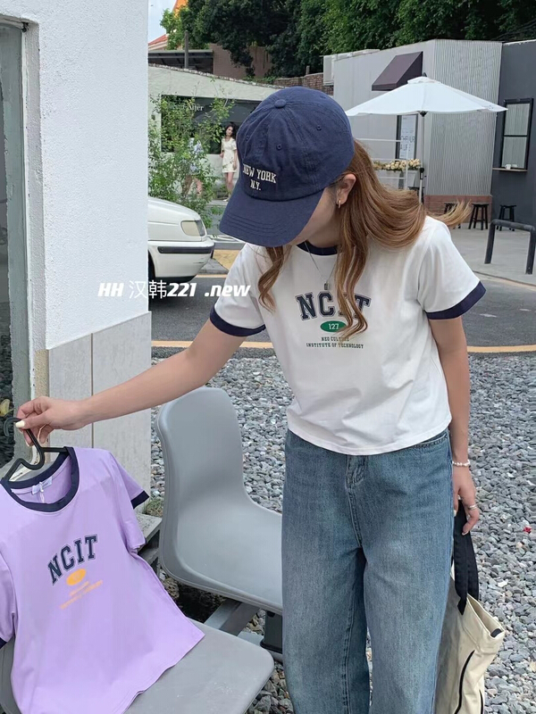 In early summer! [HH] Korean alphabet printed short sleeve T-shirt 221\l