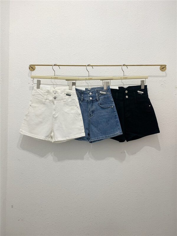[u.she] Korean casual high waist denim shorts 26111# cqw