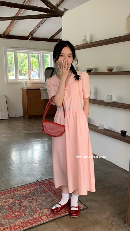 [from Anna] Korean version small fresh tulip button dress 6178# LSW