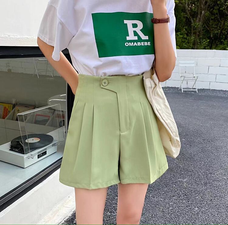 New in early summer! [Kiki studio] crimped high waist versatile casual shorts 5750# hjy
