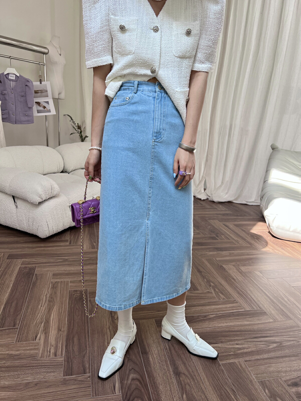 [OSHA madeinost] very simple front split denim skirt 86039# ll