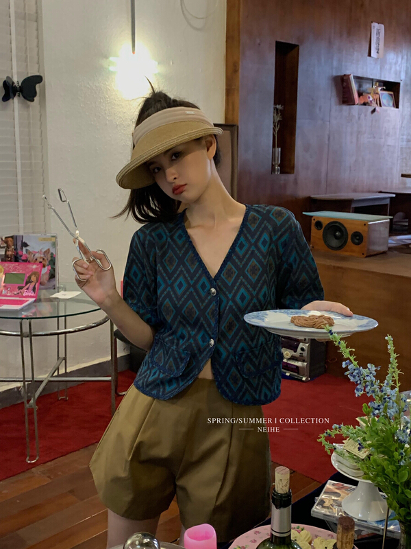 [neihe] Vintage rhombic fashion jacket 22255# zxx