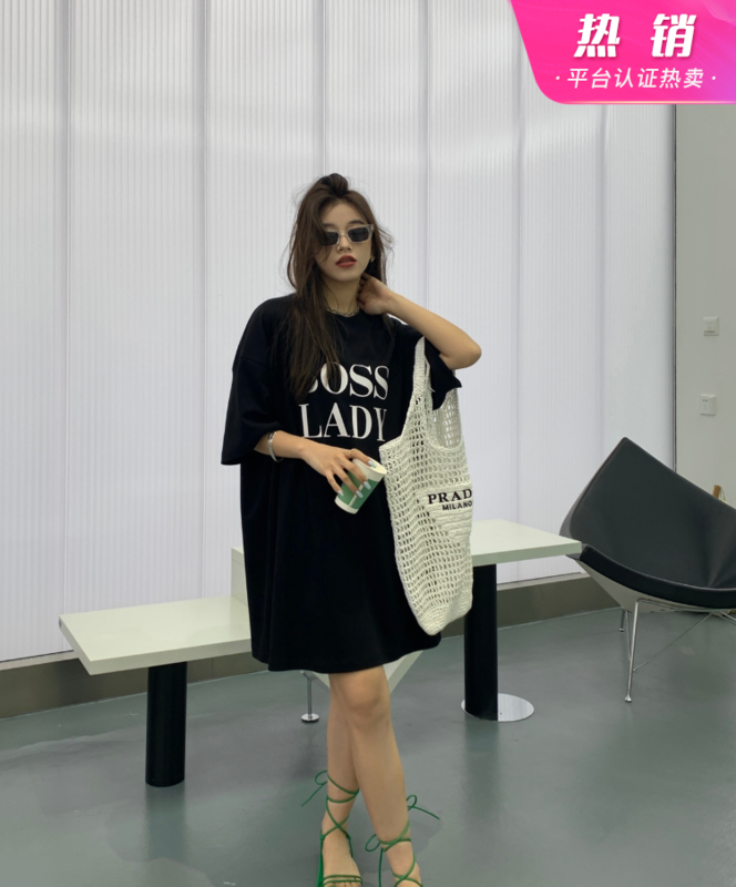 [11An] Korean ins style loose letter printed T-shirt dress a6599# LSL