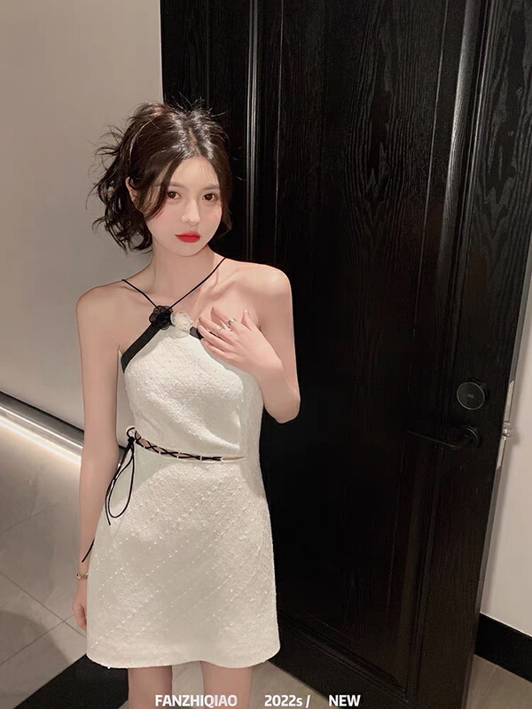 [Amanda] xiaoxiangfeng off shoulder bandage neck dress 9602# PCZ