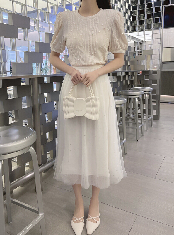 New year in early spring! [u Nara] romantic mesh medium length skirt 80377# YYW
